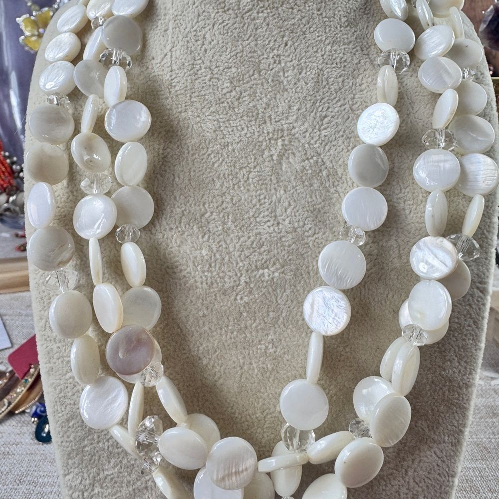 Mother of Pearl Three Strand Necklace